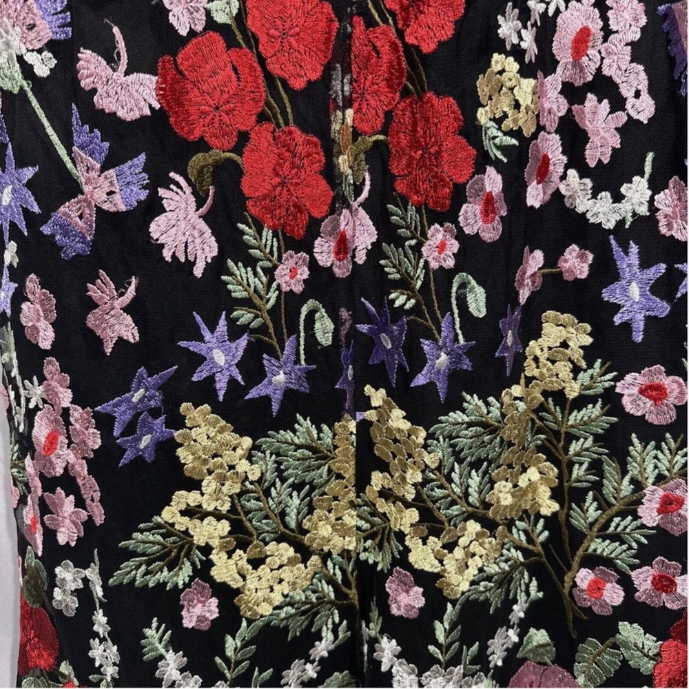 NWT $598 Mac Duggal‎ [ 8 ] Floral Lace Embroidered Sweetheart Gown Black Red - Picture 15 of 16